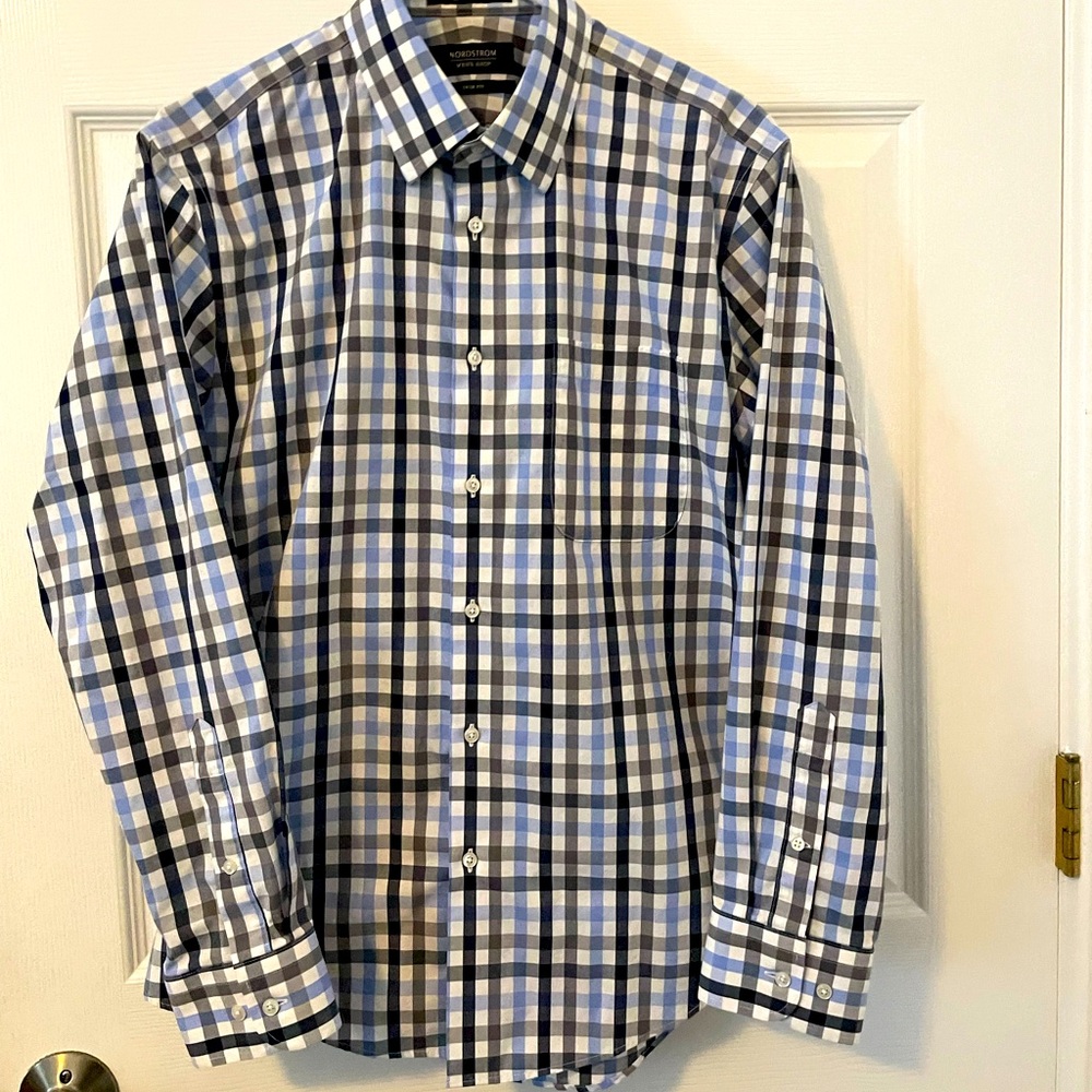 Nordstrom blue and gray dress shirt
